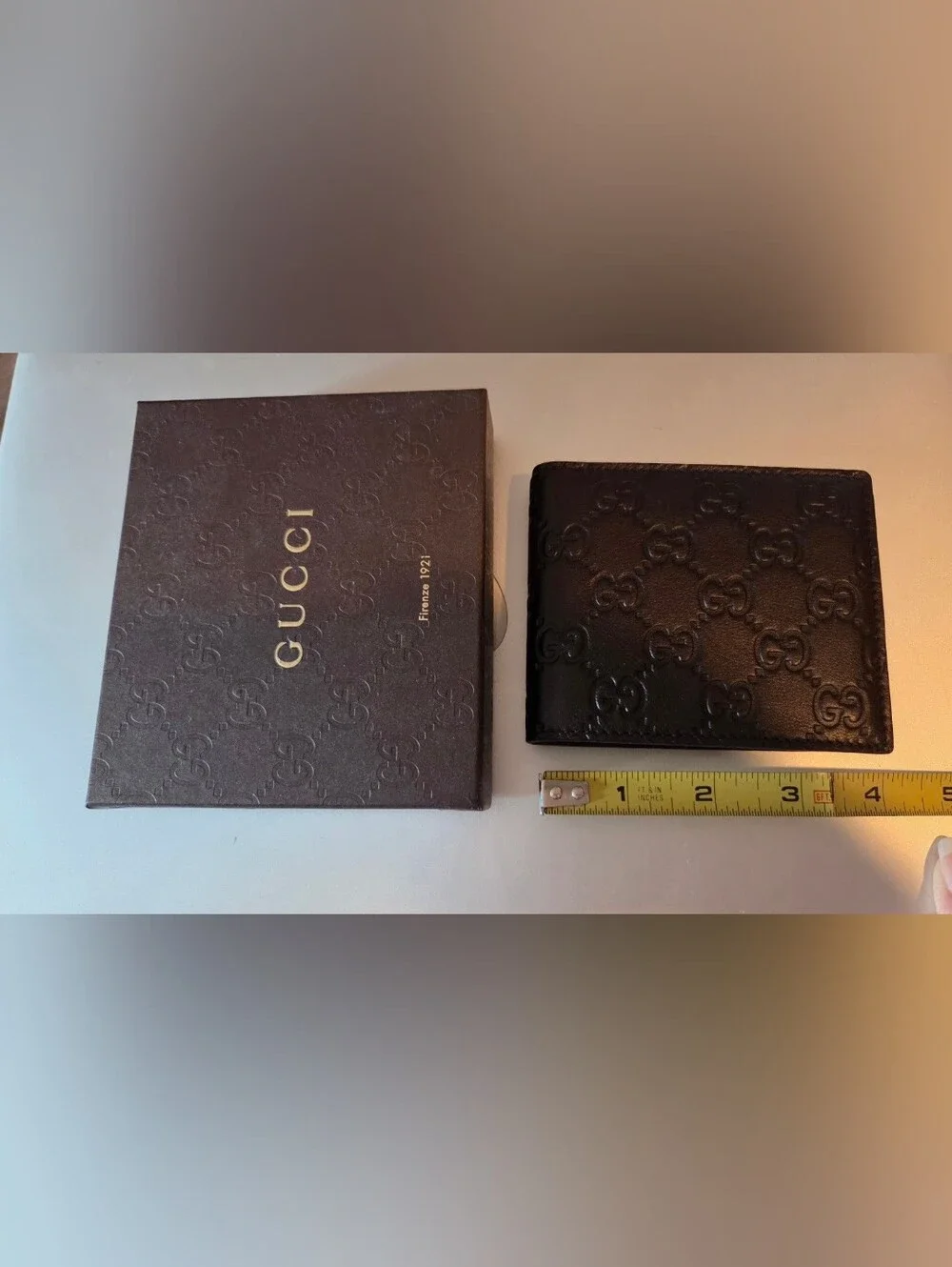 Gucci Black Embossed GG Leather Bifold Wallet with Box
